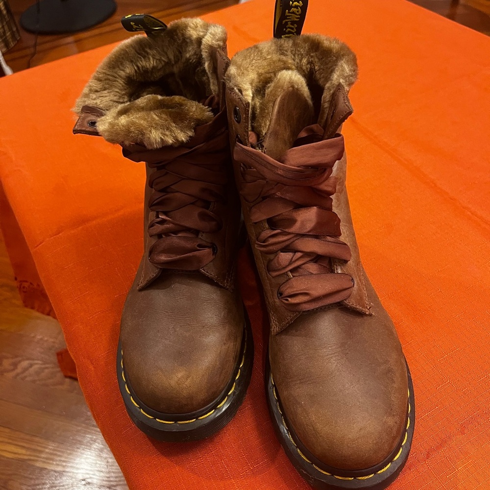 Dr. Martens Brown Ankle Boots with Fur Lining